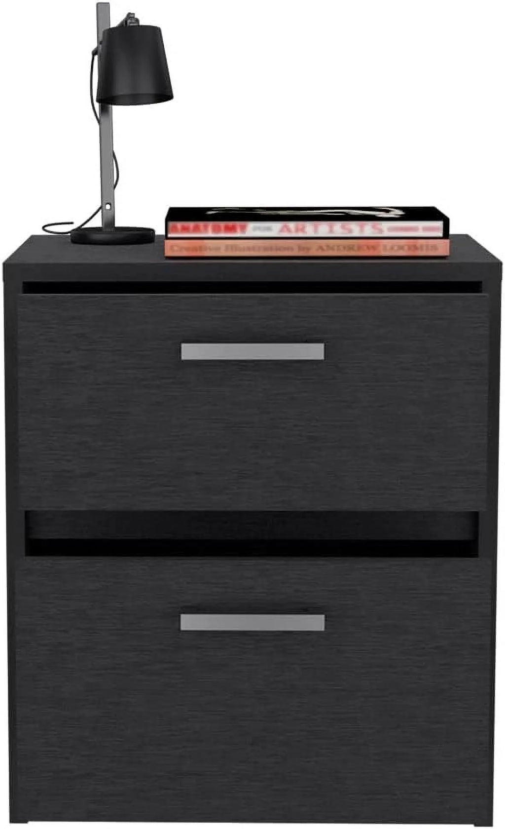 Black Two Drawers Nightstand W383061