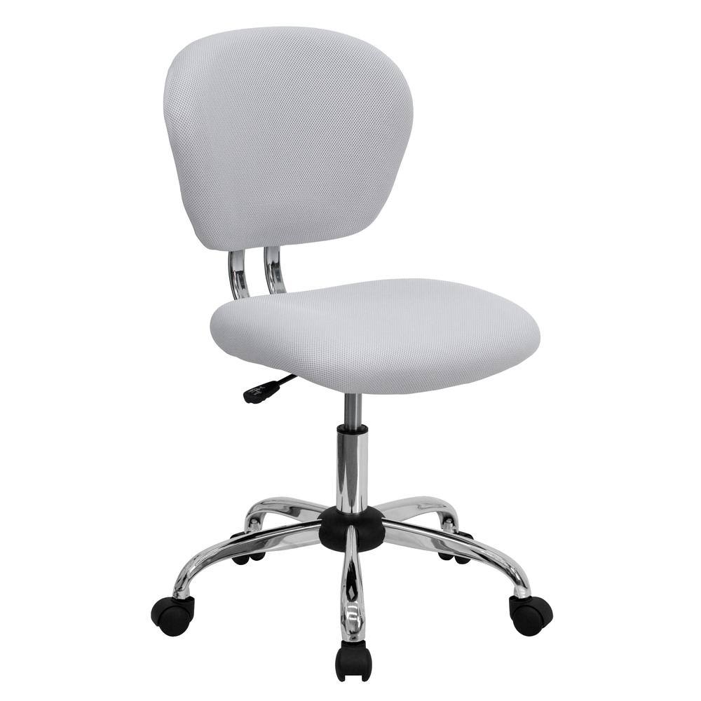 White Mesh Padded Swivel Task Office Chair with Chrome Base V56467