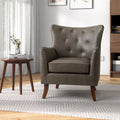 Grey Vegan Leather Wingback Accent Chair V628319
