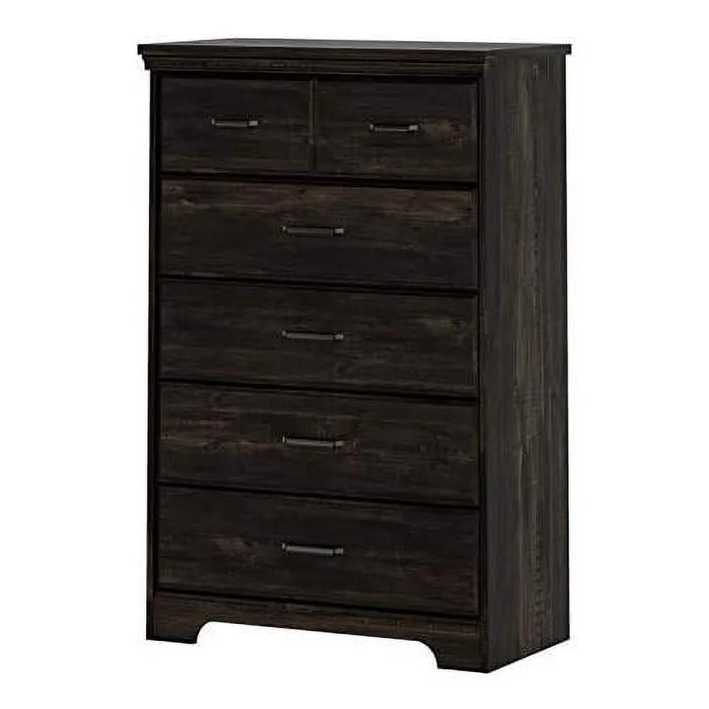 Dark Grey 5 Drawer Wood Dresser L739