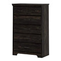 Dark Grey 5 Drawer Wood Dresser L739
