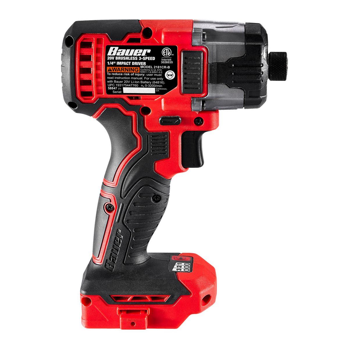 20V Brushless Cordless 1/4 in. Hex 3-Speed Impact Driver U1833