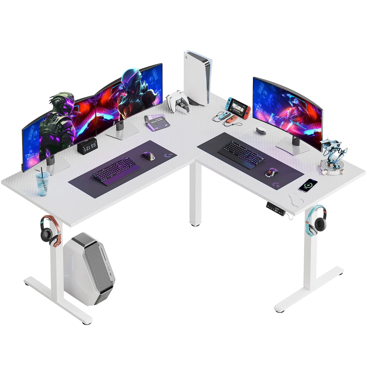 L-Shaped Electric Height Adjustable Standing Desk Y707