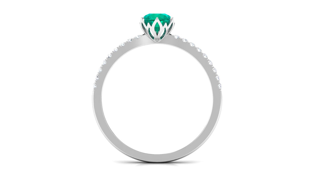 Emerald and Diamond 925 Sterling Silver Promise Ring T3561