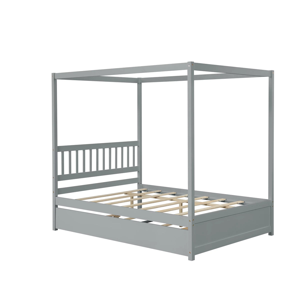 Pine Wood Canopy Bed Full Gray Y820414