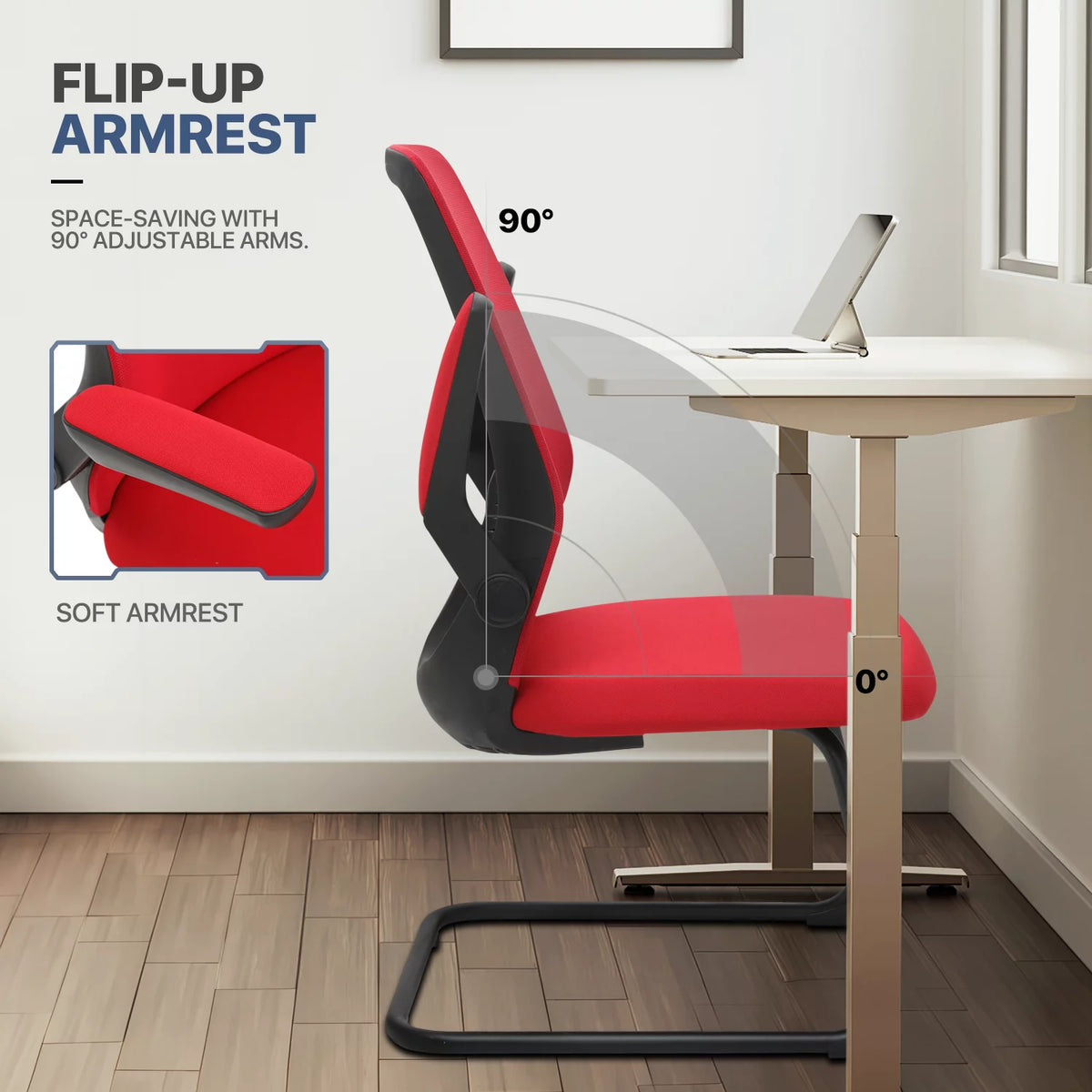 Red Mesh Office Chair with Lumbar Support G536434