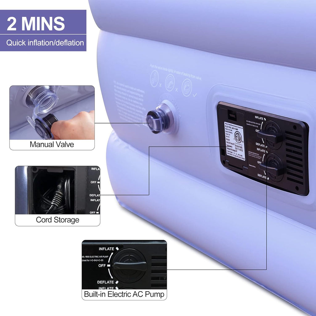 Queen Air Mattress with Built in Pump 18'' Double High Inflatable Bed C2686