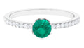 Emerald and Diamond 925 Sterling Silver Promise Ring T3561