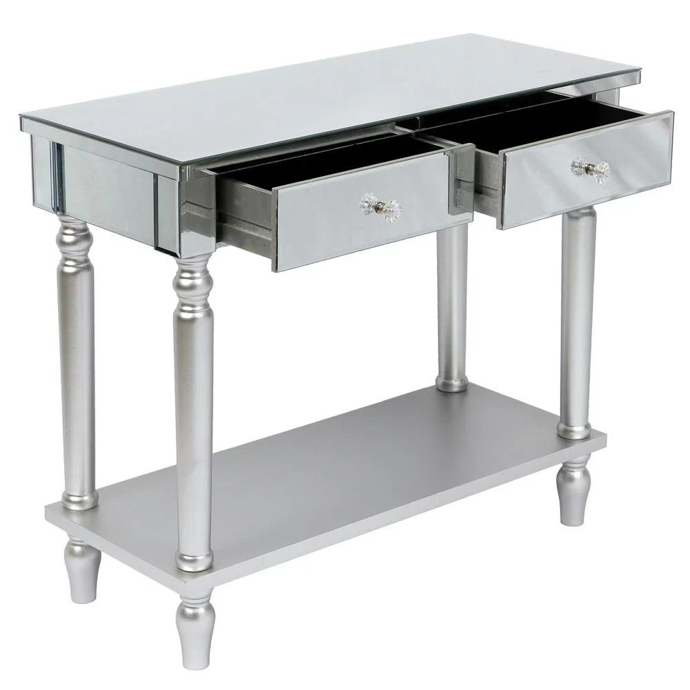 Mirrored Sofa Table with Shelf E755