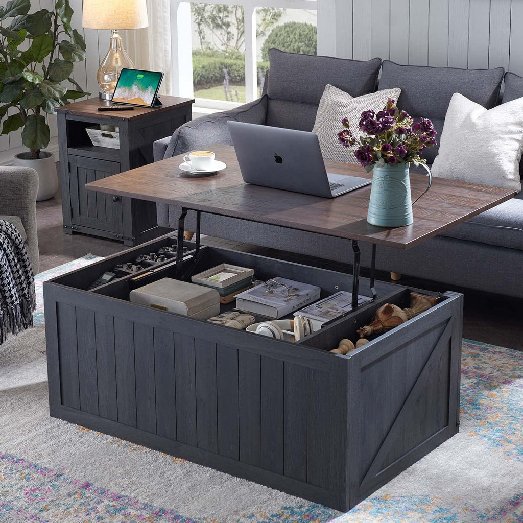 48" Lift Top Coffee Table with Sliding Barn Door G73156