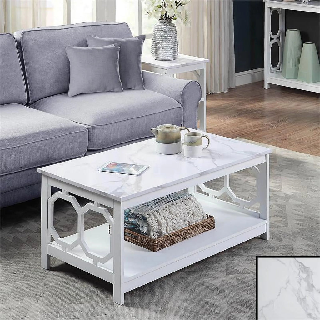 White Coffee Table with Shelf G3510