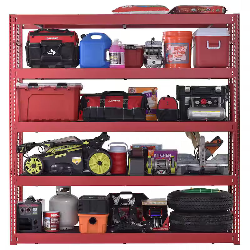 5-Tier Steel Garage Storage Shelving Unit in Red Z238616