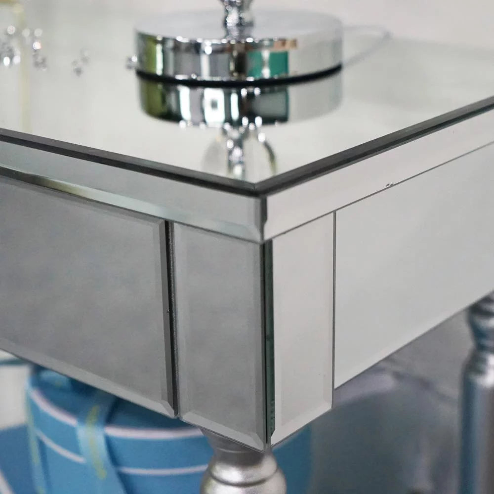 Mirrored Sofa Table with Shelf E755