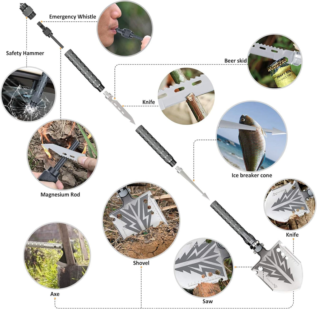 Camping Shovel and Axe Survival Multitool B5453