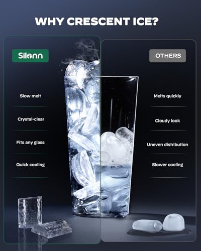 Crescent Ice Maker Countertop, Self-Cleaning, 16 Pcs in 15 Mins T819