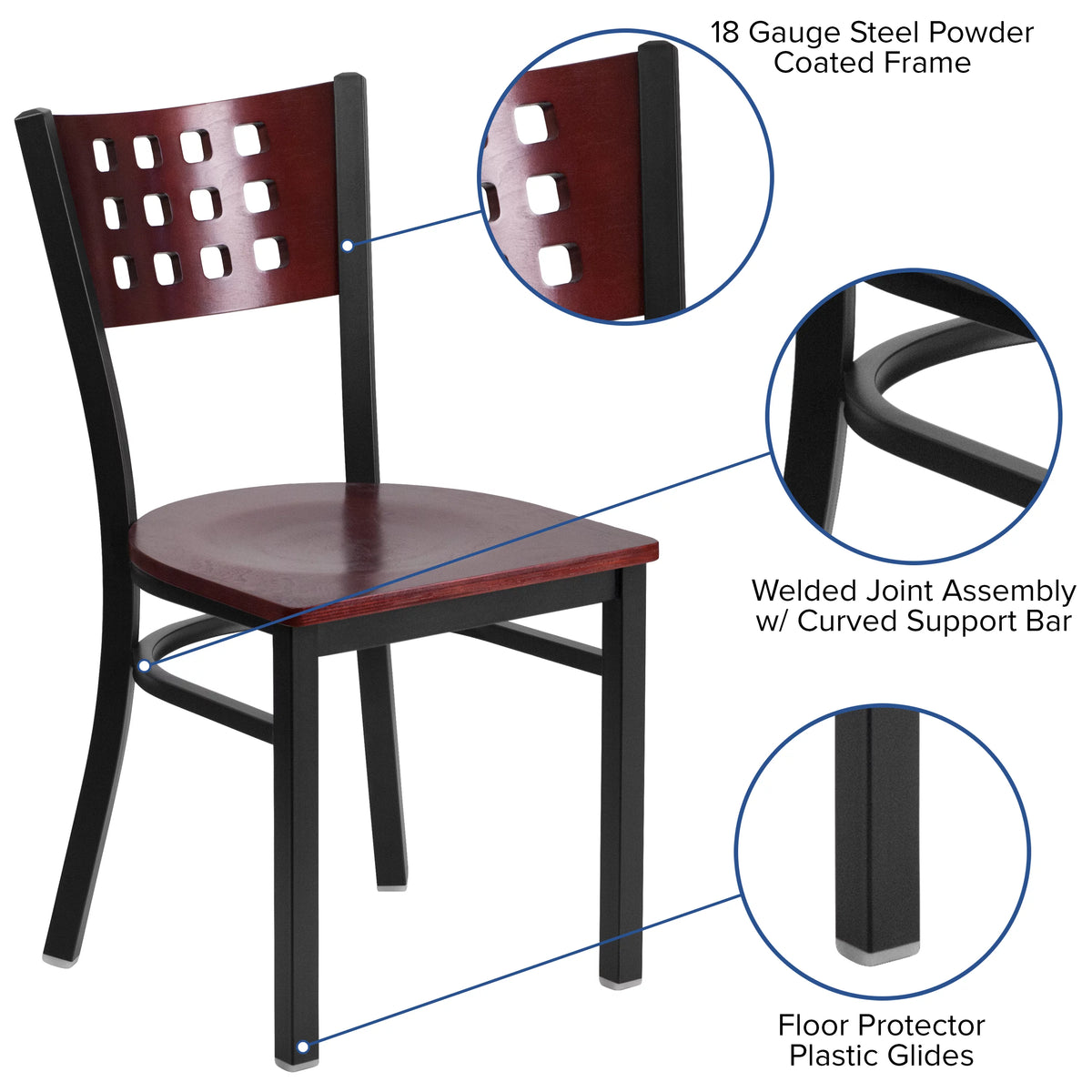 Black Cutout Back Metal Dining Chair O541