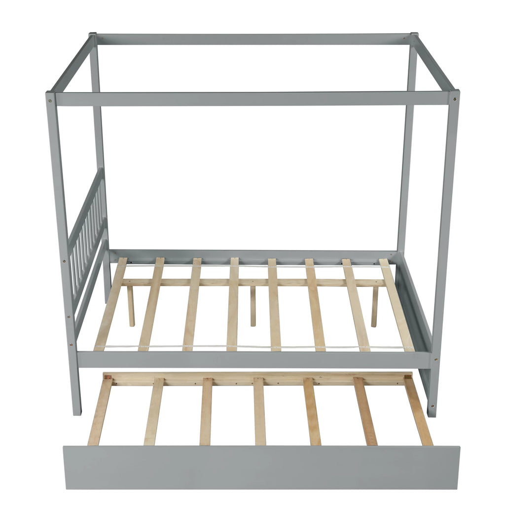 Pine Wood Canopy Bed Full Gray Y820414