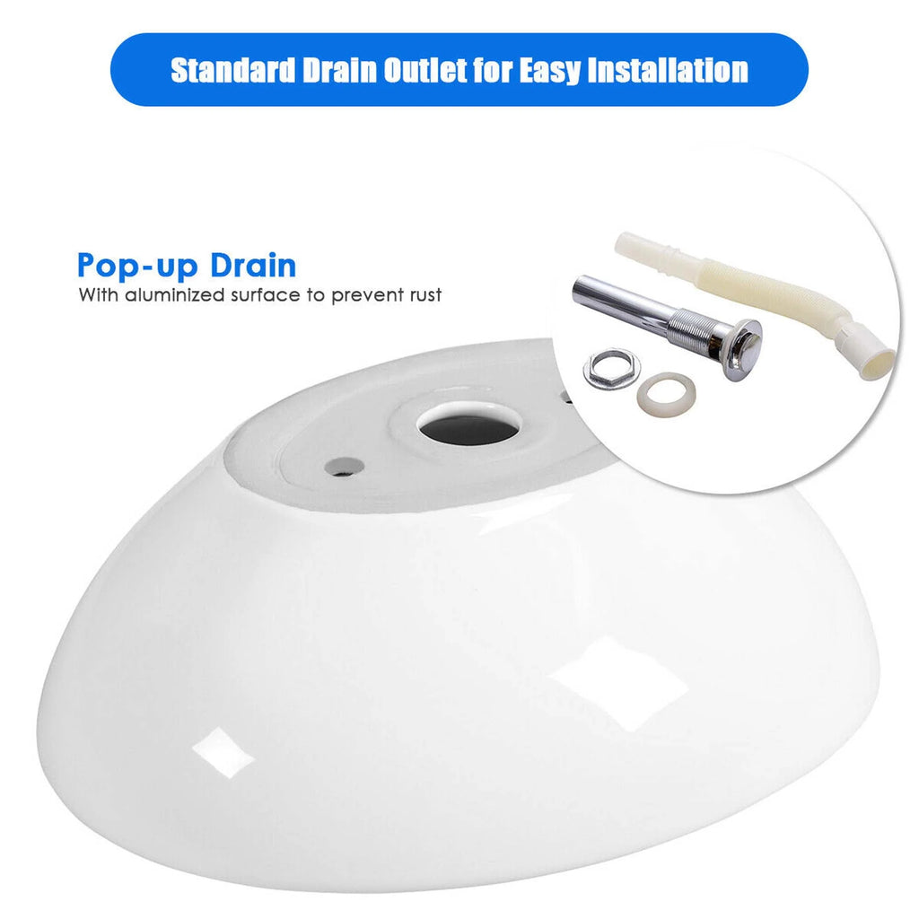 Oval Ceramic Vessel Sink with Pop Up Drain T67458