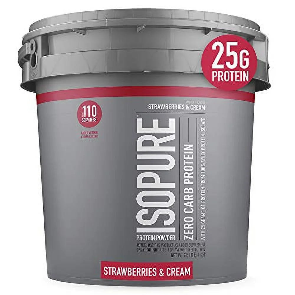 Zero Carb 25g Protein Keto Friendly Whey Protein Isolate Strawberries & Cream 7.5 Pounds J8486