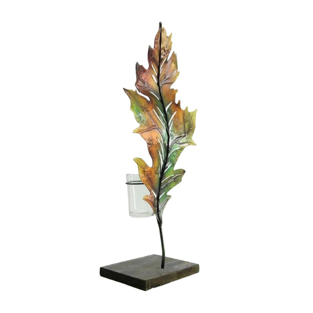 Green and Brown Autumn Leaf Votive Candle Holder G452493