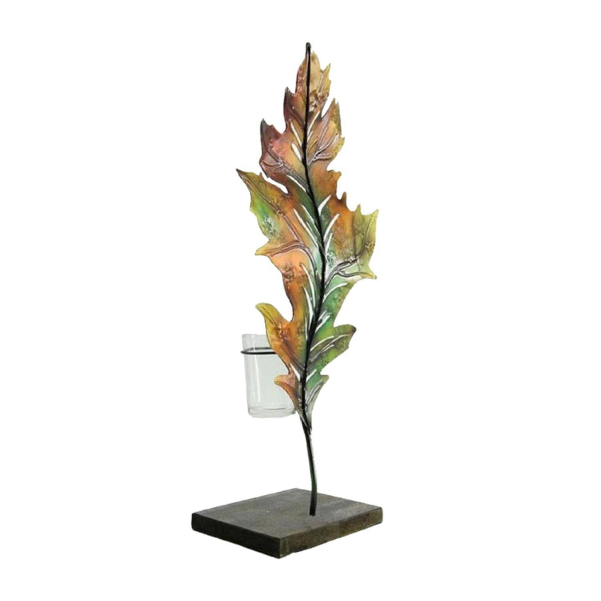 Green and Brown Autumn Leaf Votive Candle Holder G452493