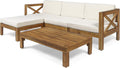 Teak Finish Beige 5 Piece Outdoor Acacia Wood Sofa Set R3550