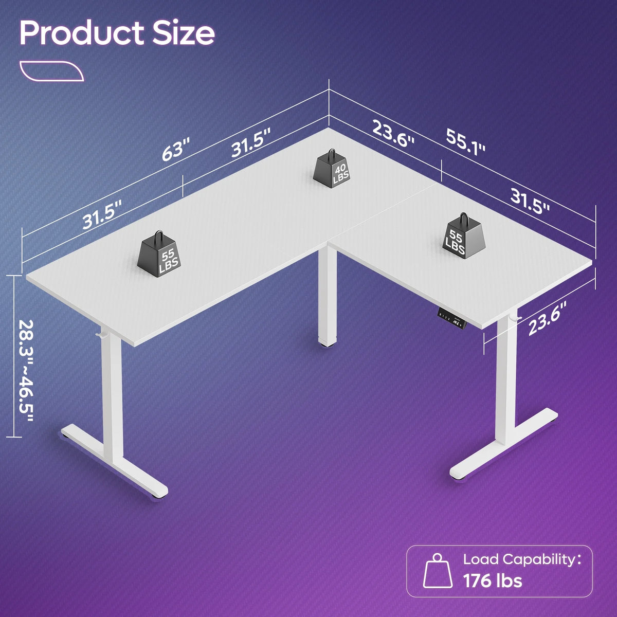 L-Shaped Electric Height Adjustable Standing Desk Y707