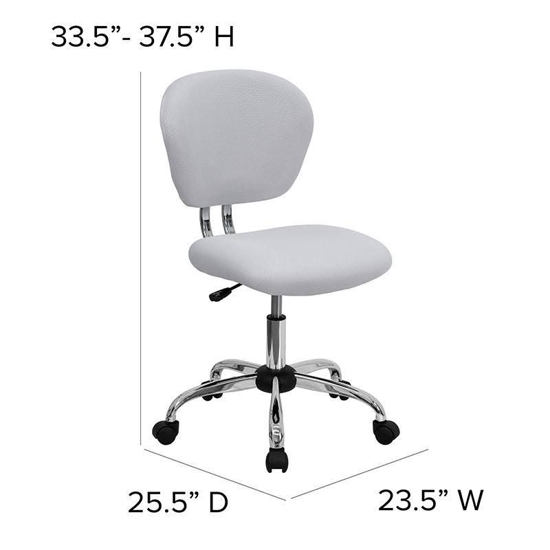 White Mesh Padded Swivel Task Office Chair with Chrome Base V56467