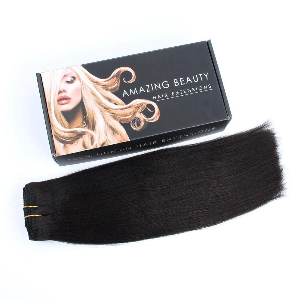 Yaki Straight 16inch Clip in Hair Extension Natural Black V85236