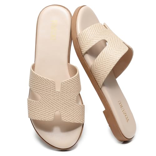 Womens Open Toe Slip on Leather Sandals N2386