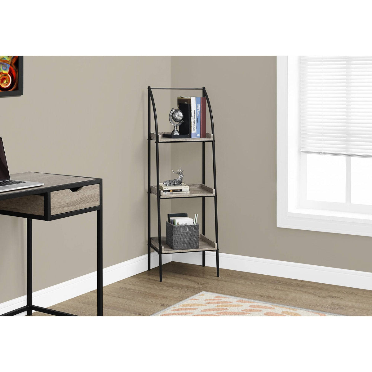 Dark Taupe Black Metal Bookcase S85239