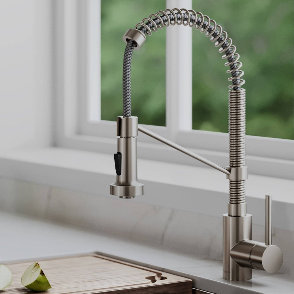 Commercial Kitchen Faucet with Soap Dispenser, Spot Free Stainless Steel Y357158