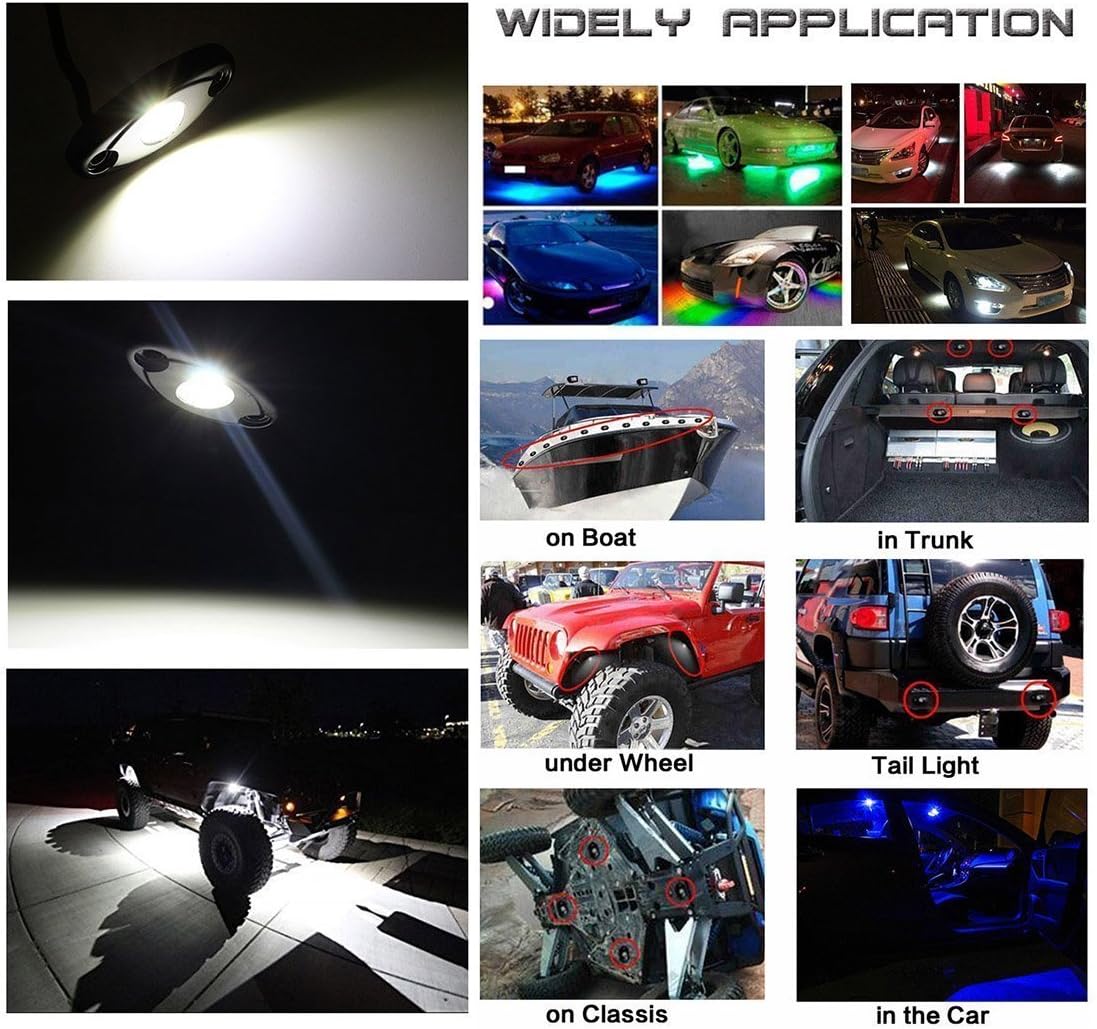 12 Pod RGB LED Rock Lights Kit with Bluetooth Control Waterproof P5532