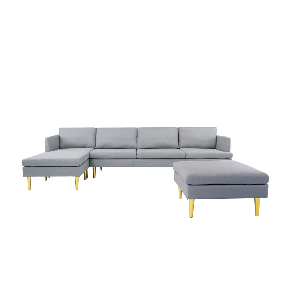 Navy Blue Convertible Sectional Sofa with Metal Legs Q933546