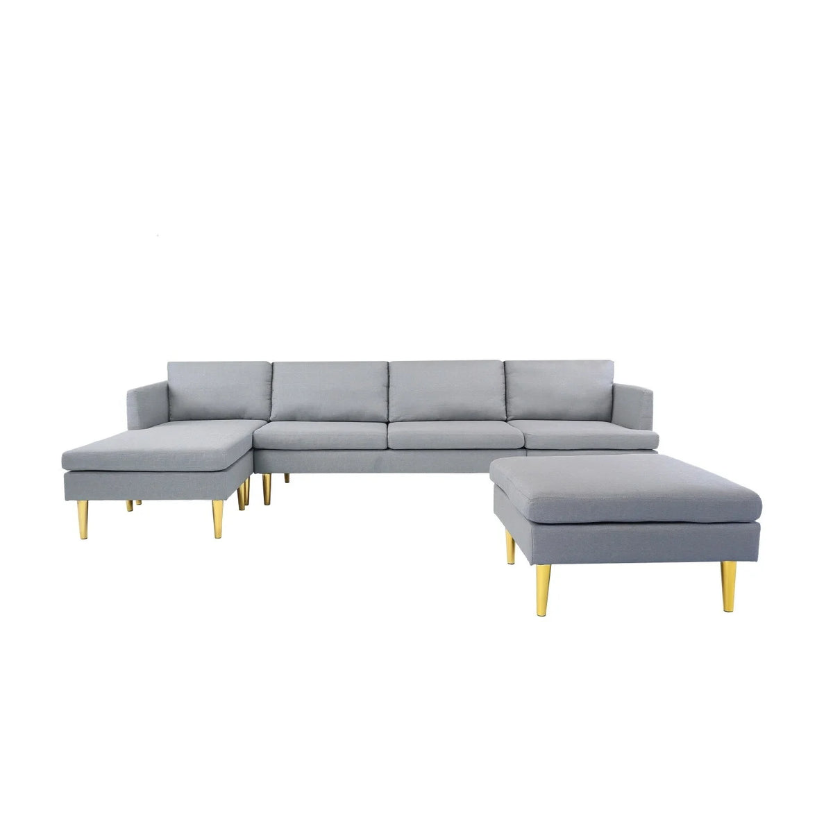 Navy Blue Convertible Sectional Sofa with Metal Legs Q933546