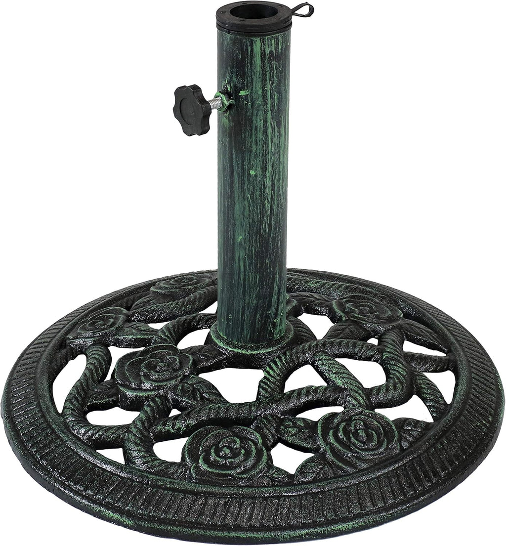 Green Cast Iron Patio Umbrella Base Stand Y861065