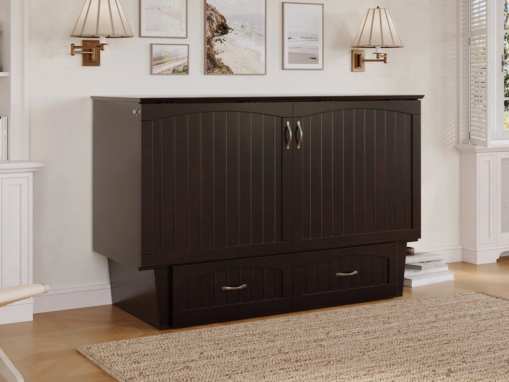 Queen Solid Wood Murphy Bed Chest with Mattress S766656