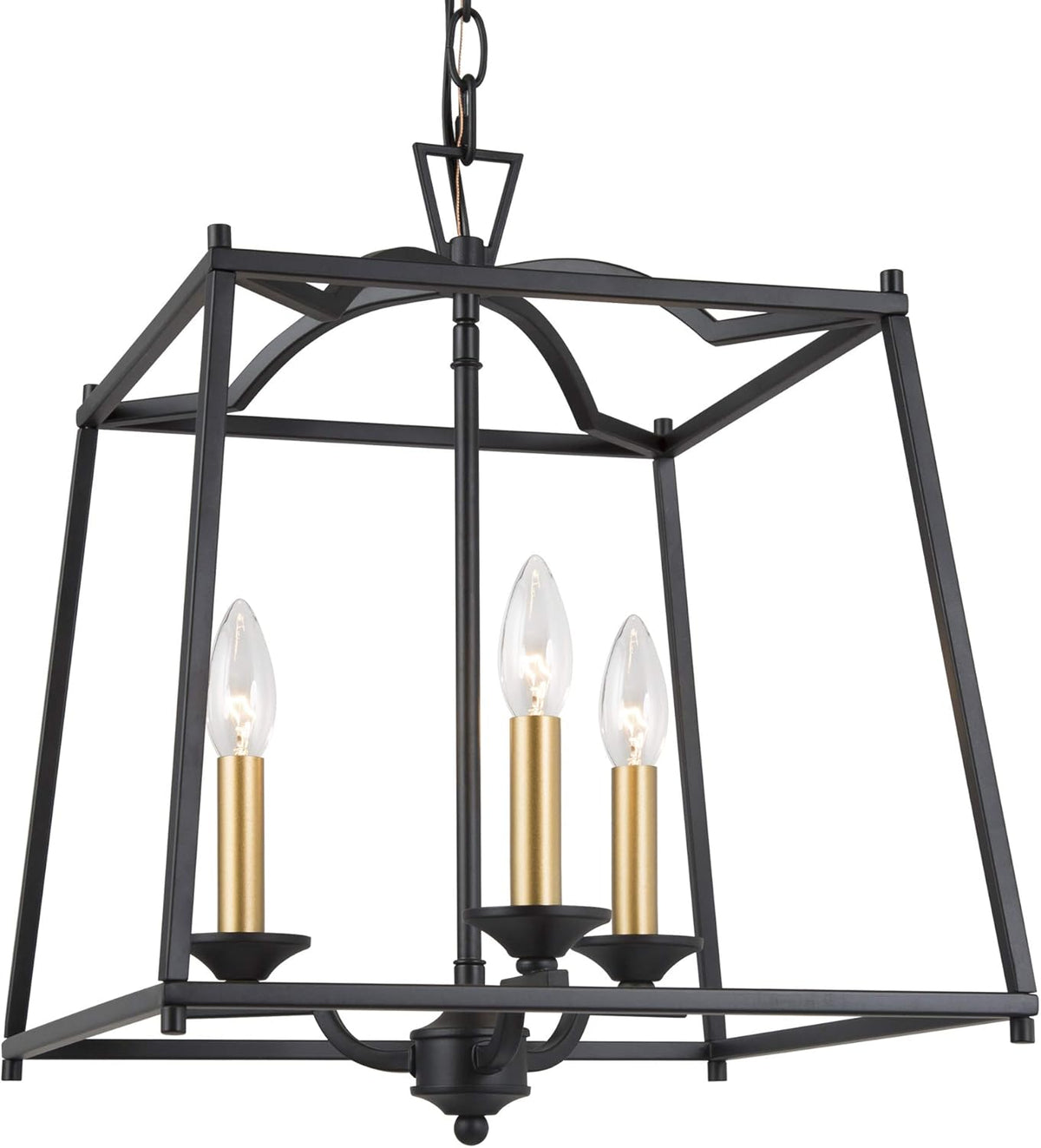 Black Modern 3-Light Lantern Cage Chandelier S623
