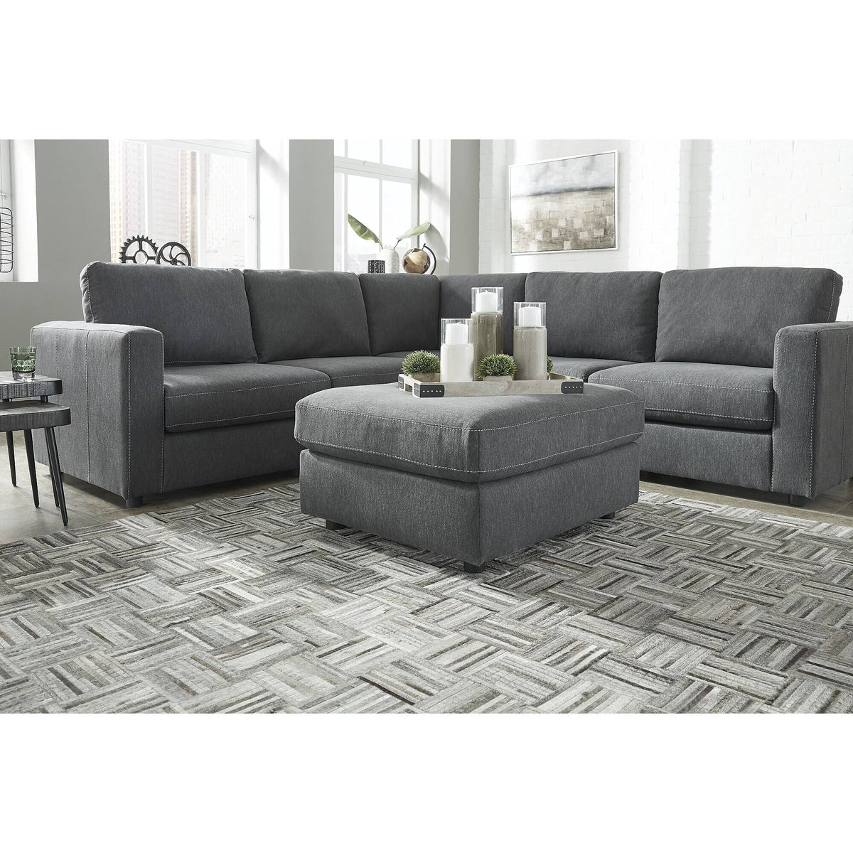 Charcoal Oversized Accent Ottoman Y56380