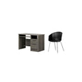 Gravity Gray Maple Desk and 1 Black and Chrome Chair Set E5891