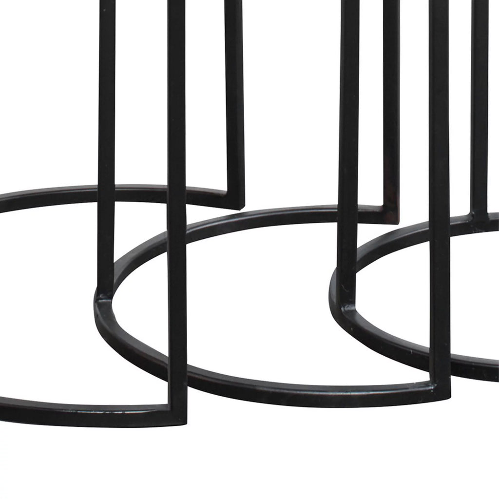 Metal Frame Round Top Nesting Tables, Set of 3, Espresso B61055