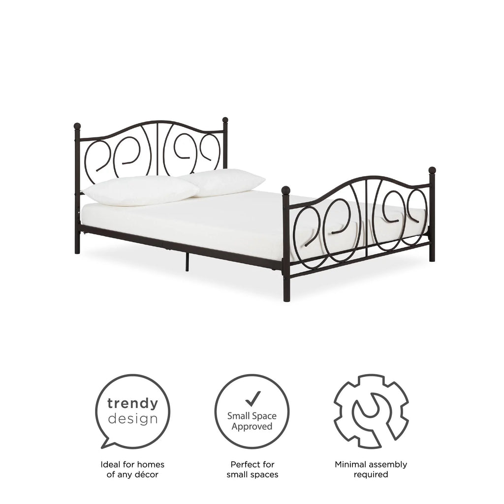 Queen Bronze Metal Platform Bed Y2873