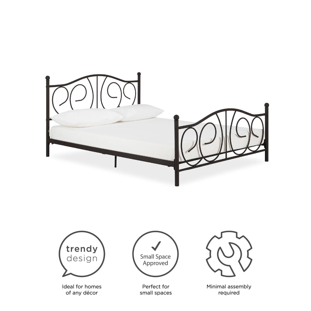 Queen Bronze Metal Platform Bed Y2873