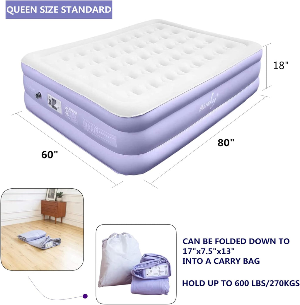 Queen Air Mattress with Built in Pump 18'' Double High Inflatable Bed C2686