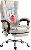 Cream White Microfiber High Back Office Chair with Massage and Footrest P4535