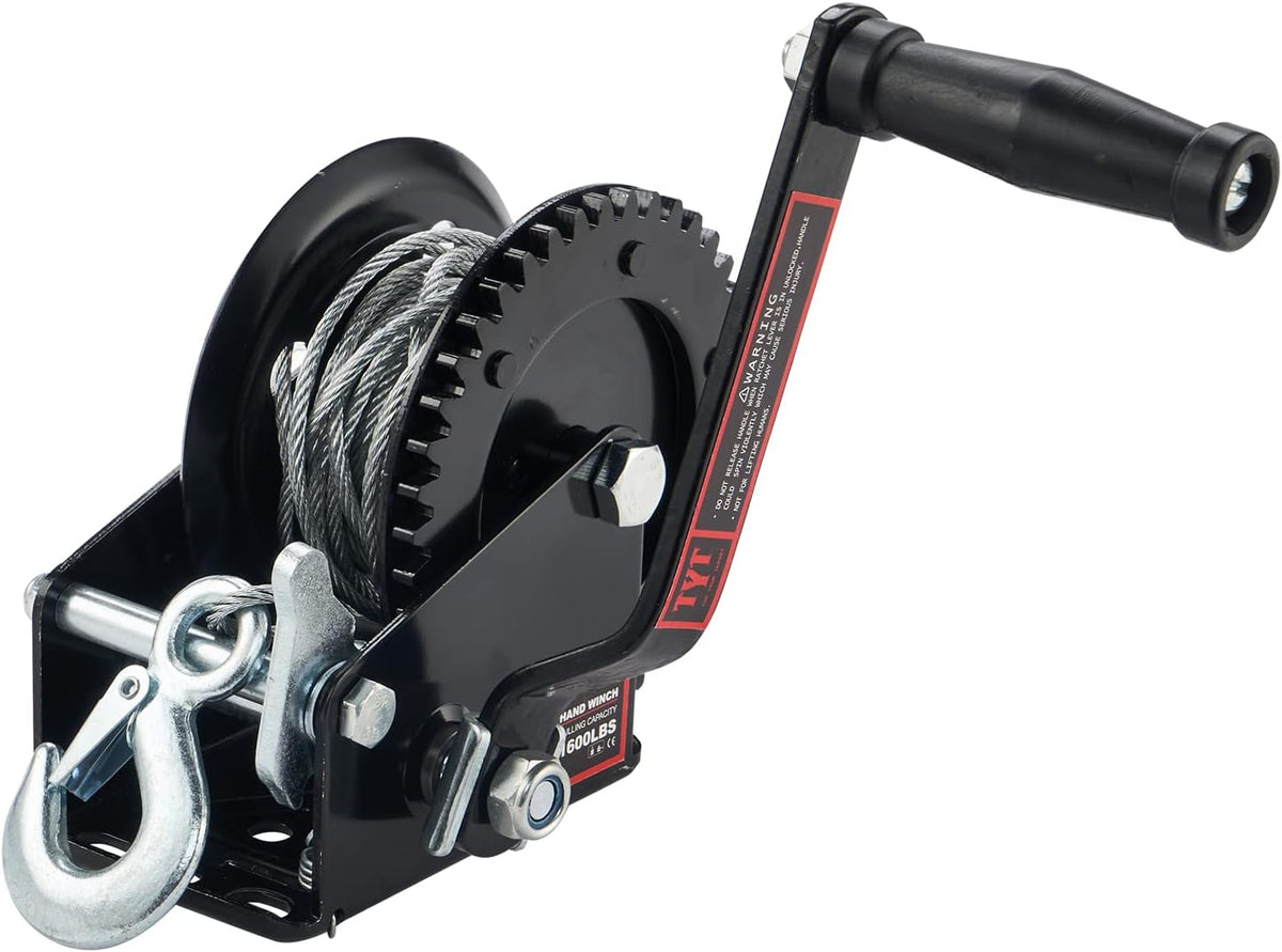 1600lbs Hand Winch with Steel Cable, Two Way Ratchet Crank Winch, Pack of 2 E490689