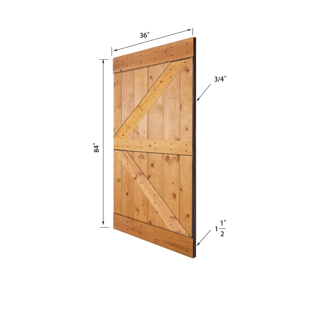 Paneled Wood Barn Door with Installation Hardware Kit D666596