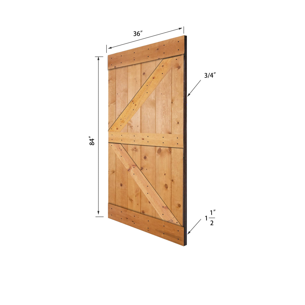Paneled Wood Barn Door with Installation Hardware Kit D666596