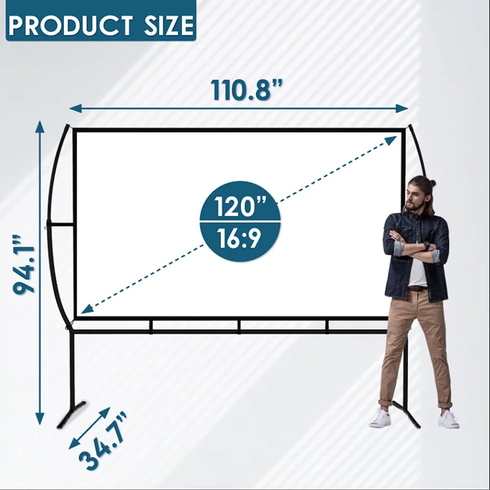 100 inch 16:9 4K Projector Screen with Stand and Carry Bag D868737