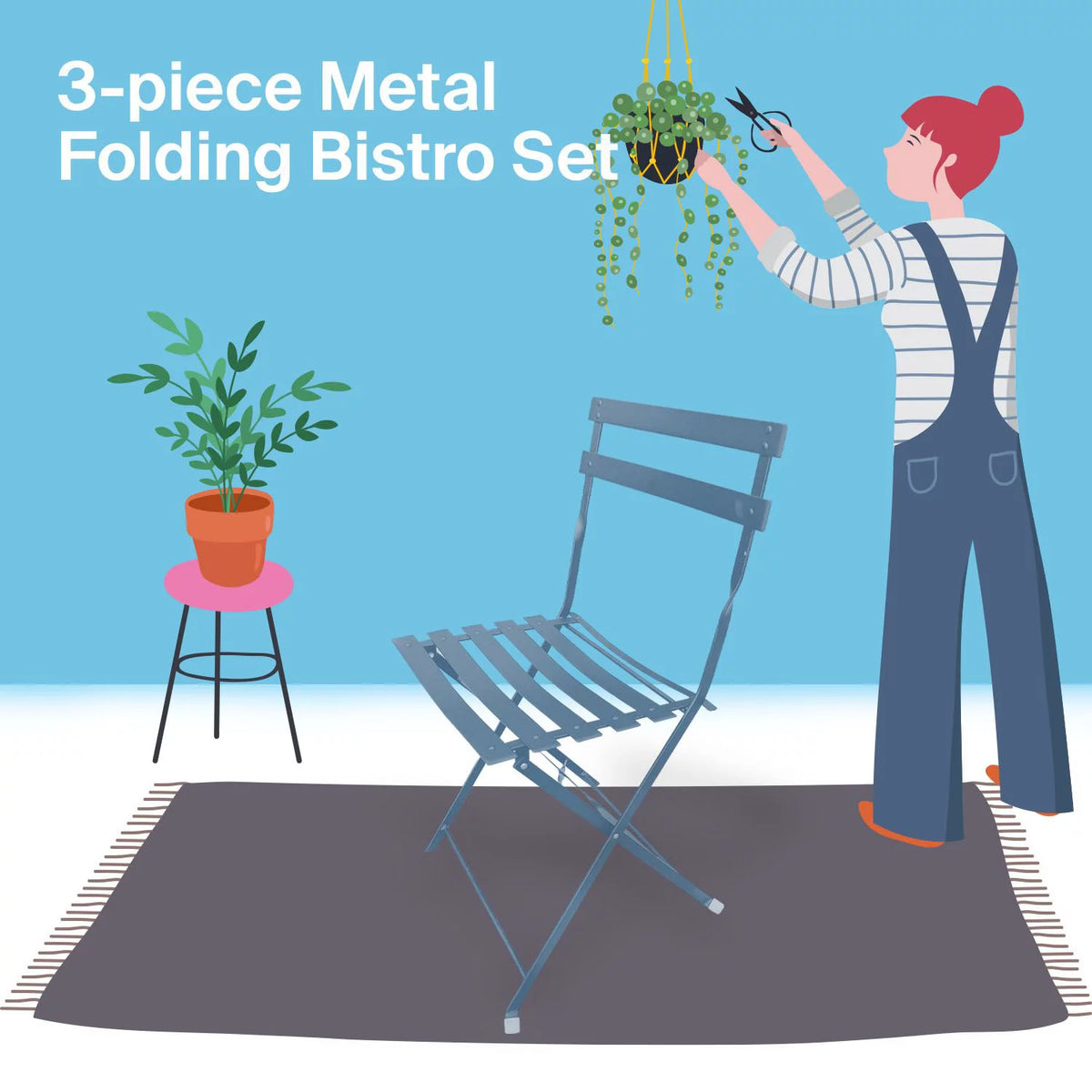 Blue 3 Piece Folding Furniture Set C931718